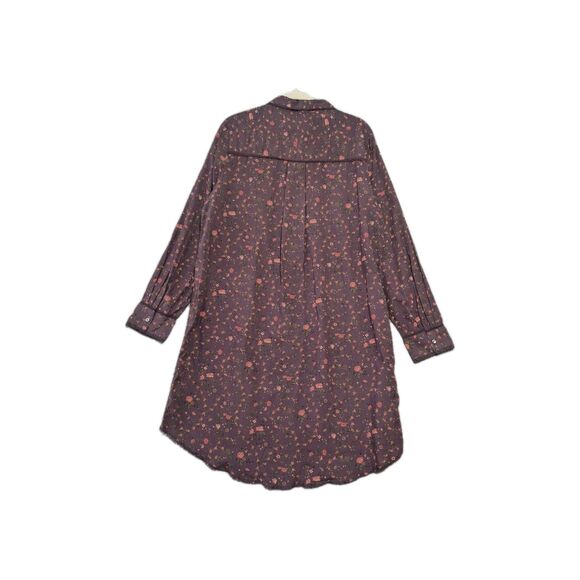 Sundance Women's Floral Long Sleeve Lace Trim Button Up Shirt Dress M Boho - Picture 4 of 5